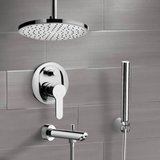 Tub and Shower Faucet Tub and Shower Faucet Set with Handheld and Ceiling Rain Shower Head Remer TSH38